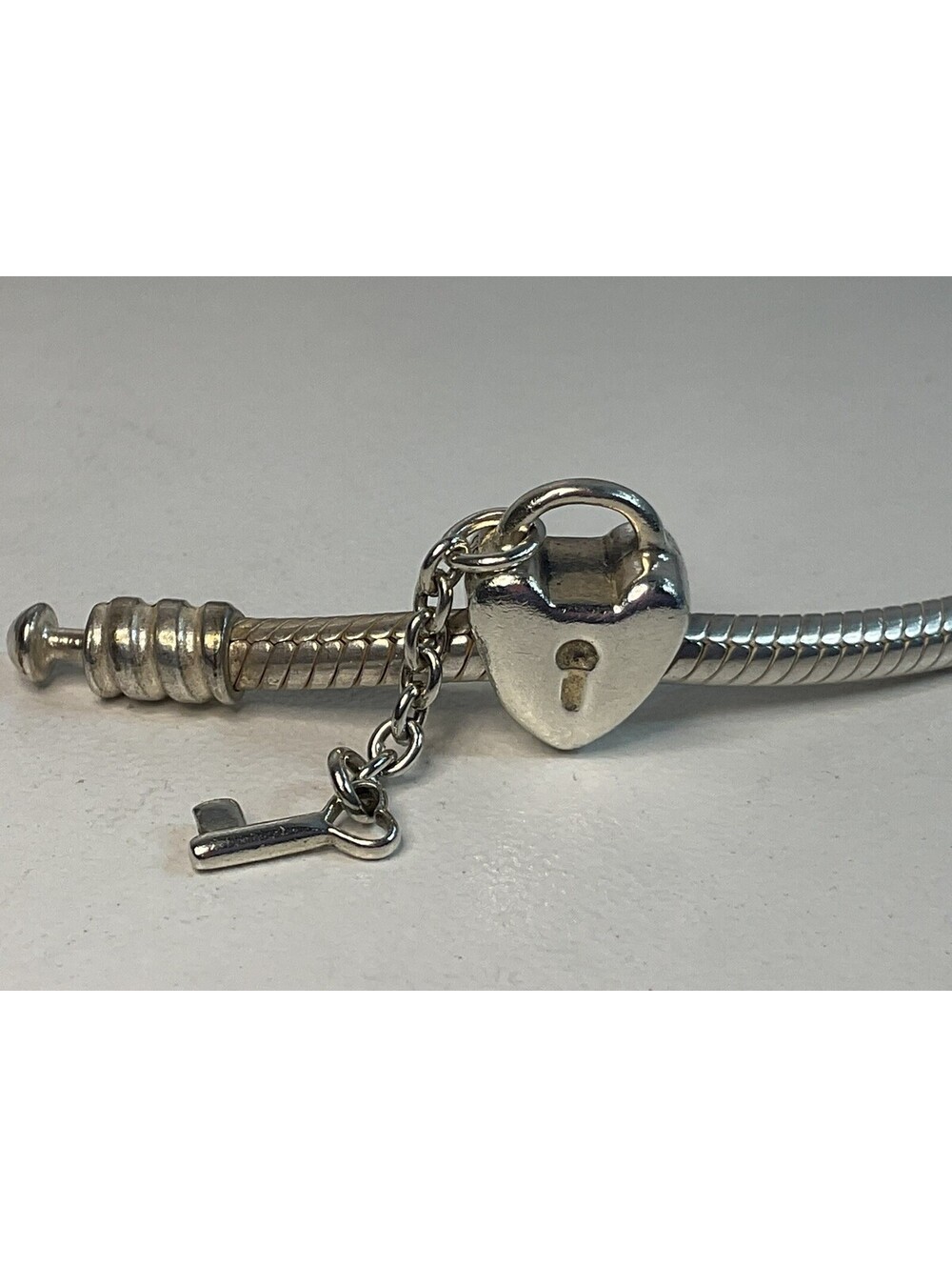 Pandora Key to My Heart Sterling Silver Heart Padlock Charm Retired